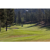 Place your tee shot on the right center of the fairway on the par-4 10th hole at Awbrey Glen Golf Club in Bend, Oregon.